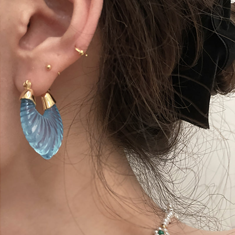 Periwinkle Resin Hoop Earrings