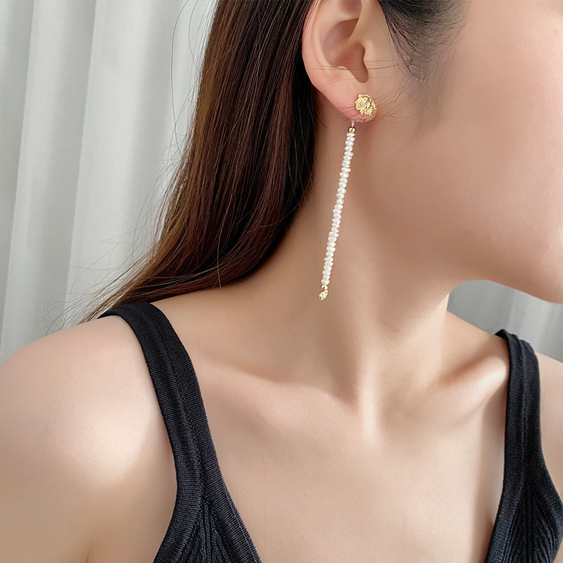 Lion Head Pearl Drop Earrings