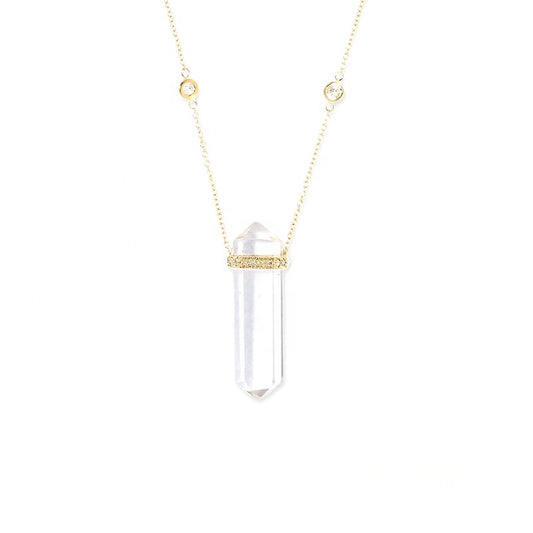 Double Point Quartz Charm Necklace