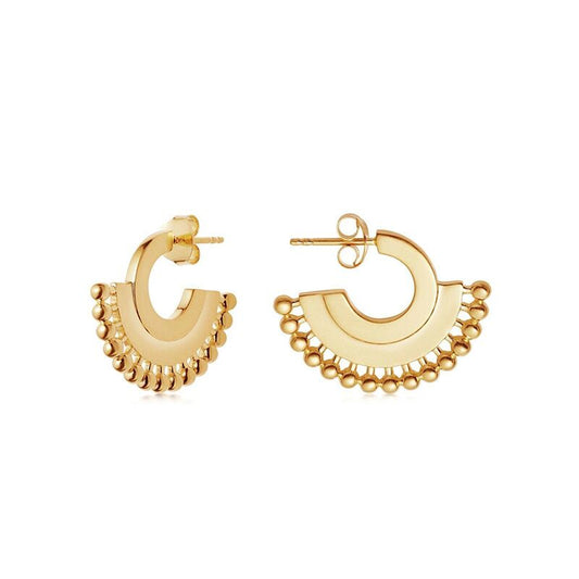 Fan Shaped Beaded Demi Hoops